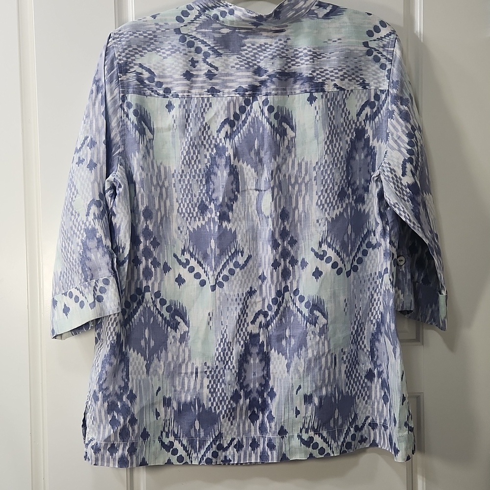 Ruby Rd. Linen Button Down Tunic Medium Blue - Picture 6 of 7